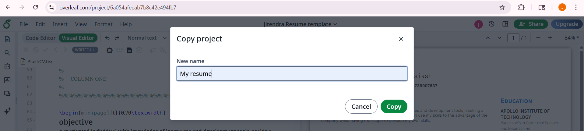 Rename and copy project